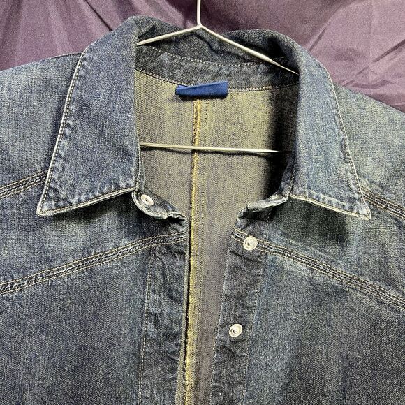 MAVI Gwenyth Y2K Full Front Snap Retro Distressed Denim Dress/Duster Women's M - Picture 3 of 15